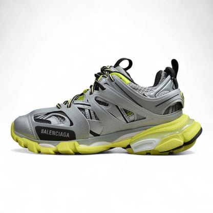 Men's Silver & Lime Green Track Sneakers