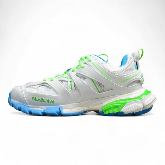 Women's White & Green Track Lifestyle Sneakers