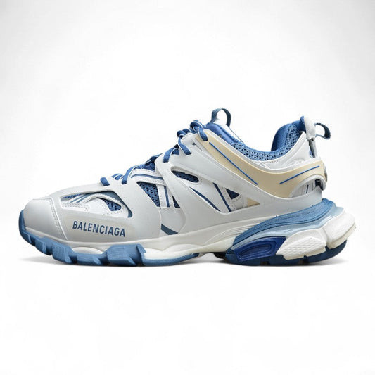 Men's White & Blue Track Lifestyle Sneakers
