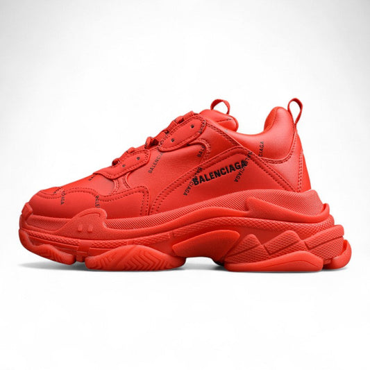 Balenciaga Triple S Allover Logo Red Sneakers
