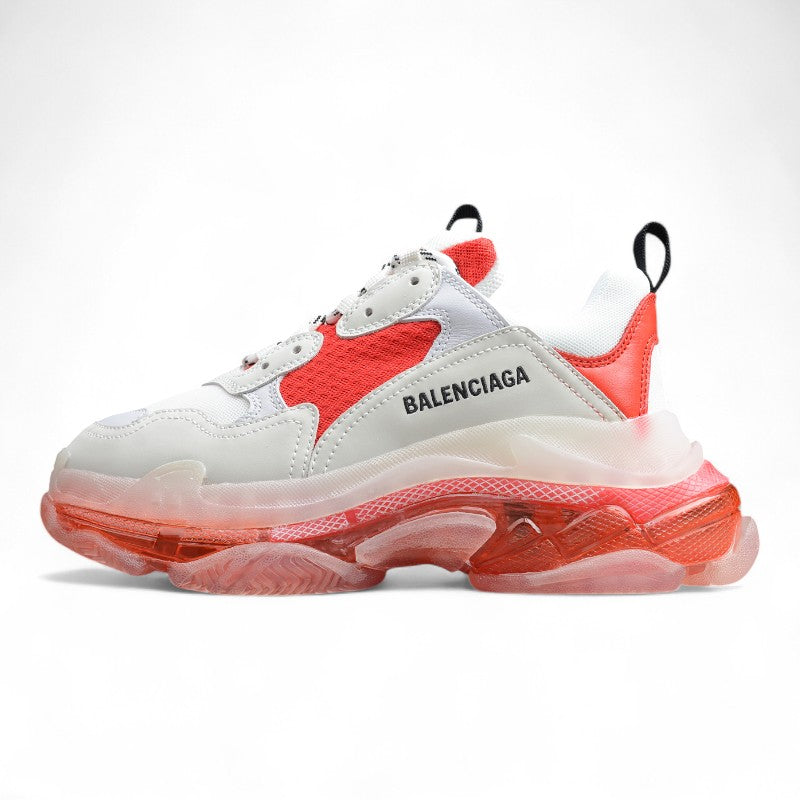 Balenciaga Triple S Clear Sole White Red Sneakers