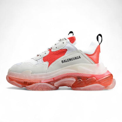 Balenciaga Triple S Clear Sole White Red Sneakers