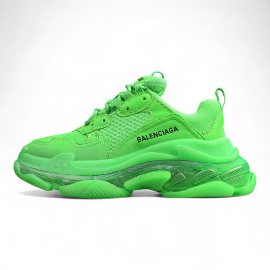Balenciaga Triple S Neon Green Clear Sole Sneakers