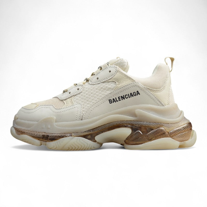 Balenciaga Triple S Light Beige Clear Sole Sneakers