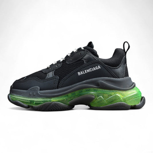 Balenciaga Women’s Triple S Black Green Clear Sole Sneakers