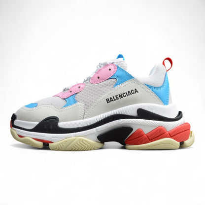 Balenciaga Women’s Triple S White Blue Pink Sneakers