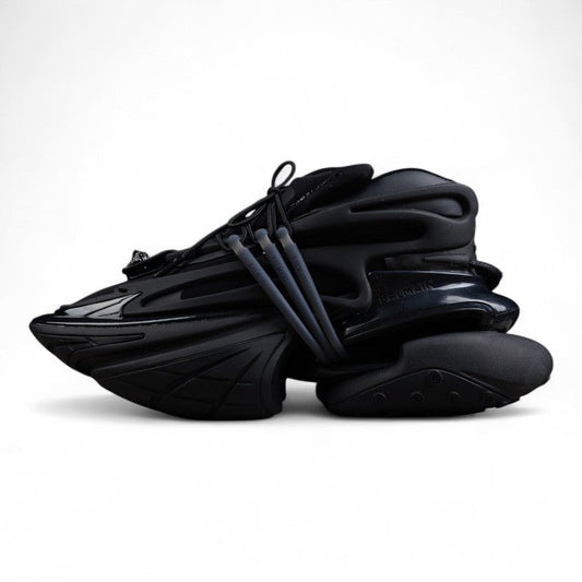 Balmain Unicorn Low-Top Sneakers in All Black – Neoprene and Leather