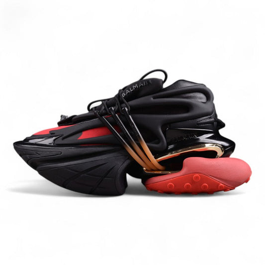 Balmain Unicorn Sneakers Light Black/Red – Neoprene and Leather