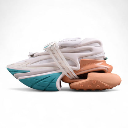 Balmain Unicorn Taupe White Green Trainers
