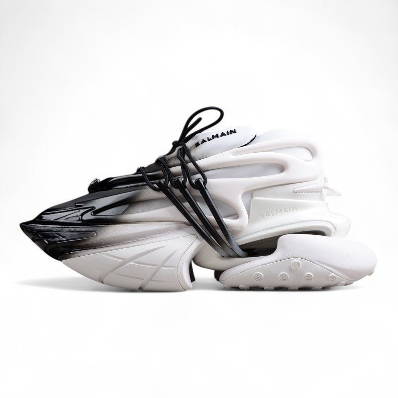 Balmain Unicorn Sneakers in White Gradient – Neoprene and Leather