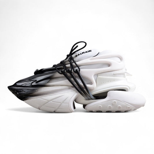 Balmain Unicorn Sneakers in White Gradient – Neoprene and Leather
