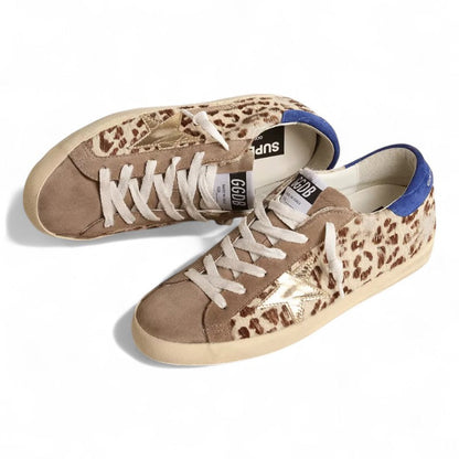 Golden Goose Super-Star LTD Leopard Pony Hair Gold Star Sneakers