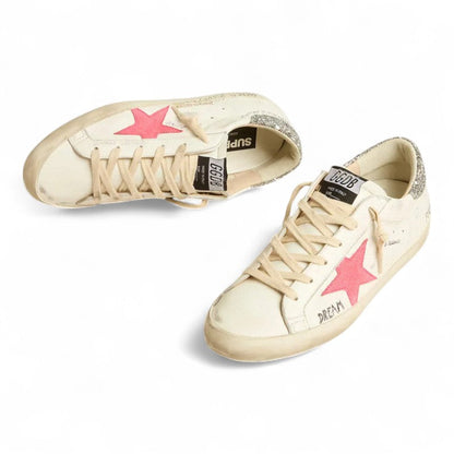 Golden Goose Super-Star LTD White Leather Pink Star Sneakers