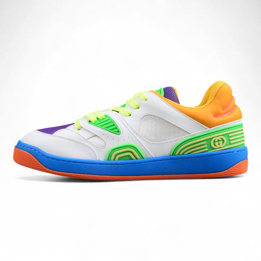Gucci Basket Low White Blue Leather Sneakers