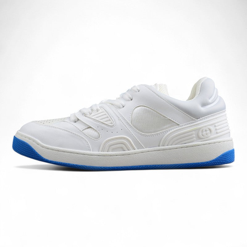 Gucci Basket Low White Blue Leather Sneakers
