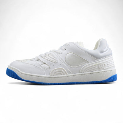Gucci Basket Low White Blue Leather Sneakers