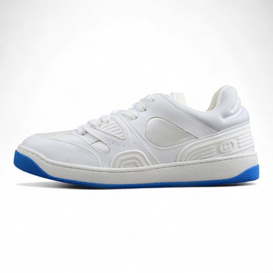 Gucci Basket Low White Blue Leather Sneakers