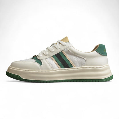 Gucci Chunky Screener GG White & Green Leather Sneakers