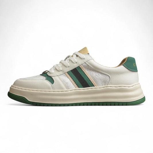 Gucci Chunky Screener GG White & Green Leather Sneakers
