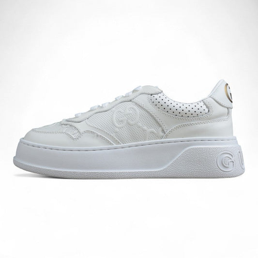 Gucci Embossed GG Logo White Platform Sneakers