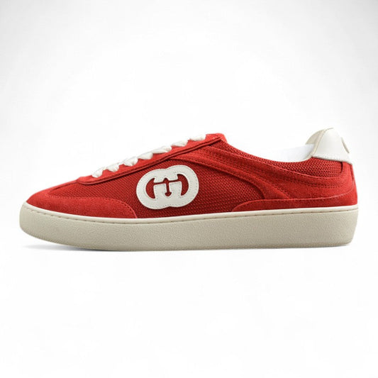 Gucci Red Suede Low-Top Sneakers