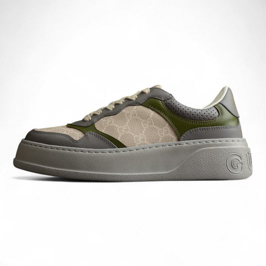 Gucci GG Supreme Canvas Platform Sneakers Grey Green