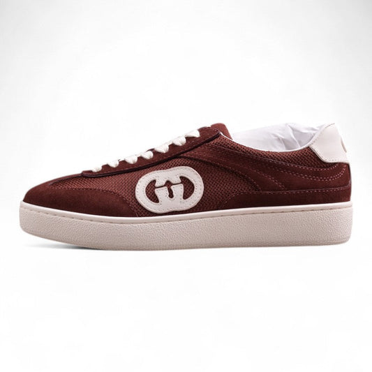 Gucci Interlocking G Brown Suede Low Top Sneakers