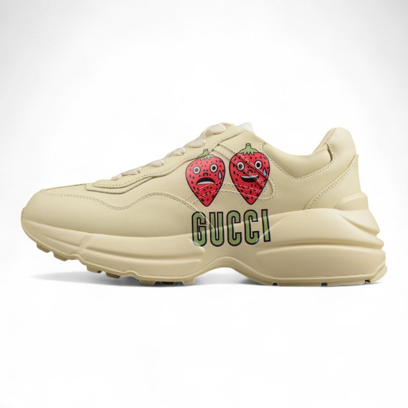Gucci Rhyton Strawberry Print Ivory Sneakers