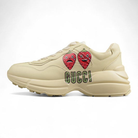 Gucci Rhyton Strawberry Print Ivory Sneakers