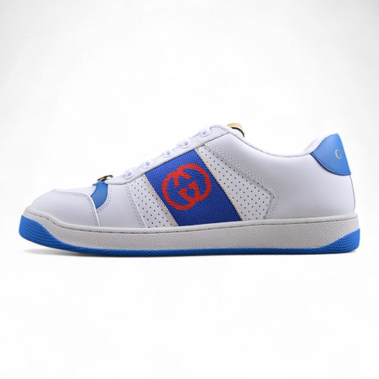 Gucci Screener White & Blue Leather Sneakers