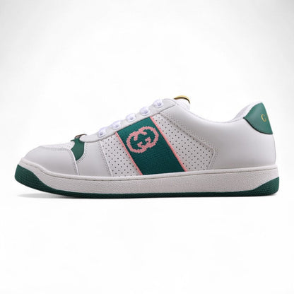 Gucci Screener White & Green Leather Sneakers