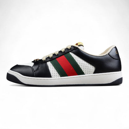Gucci Women's Screener Black White Leather Sneakers