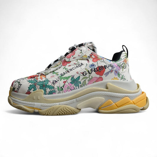 Gucci x Balenciaga Triple S Flora Print Sneakers