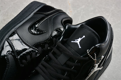 Air Jordan 1 Low SE Patent Elephant Black Sneakers