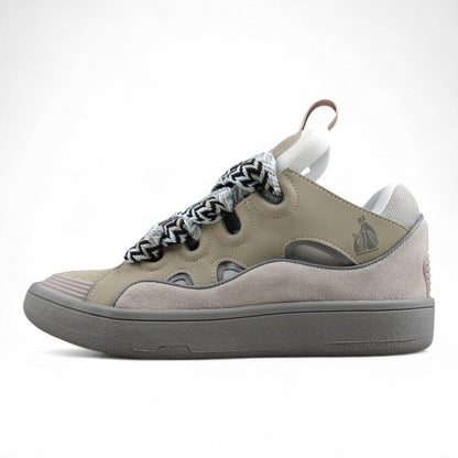 Lanvin Curb Grey Suede Leather Sneakers
