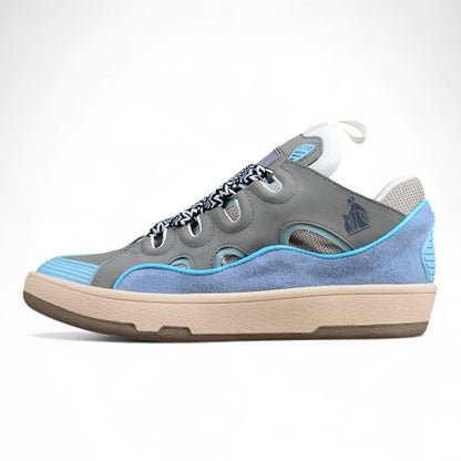 Lanvin Curb Grey Blue Leather Sneakers