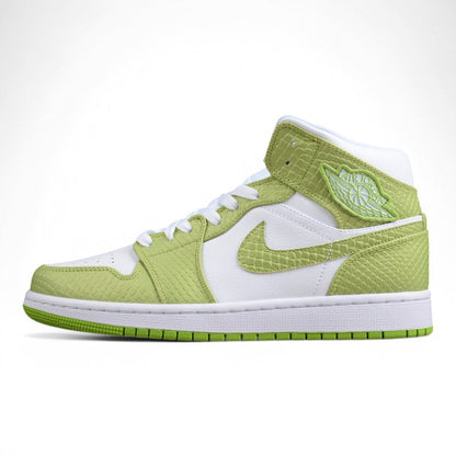 Nike Air Jordan 1 Mid SE Green Python Sneakers