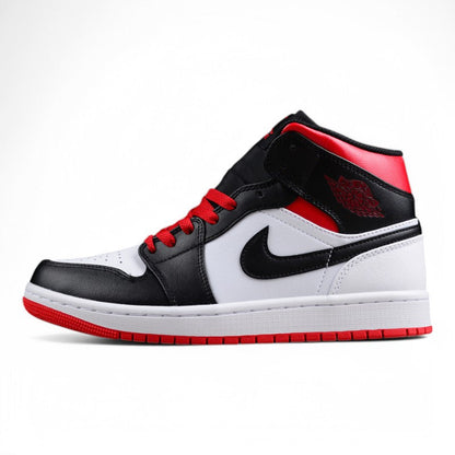 Nike Air Jordan 1 Mid White Black Gym Red Sneakers