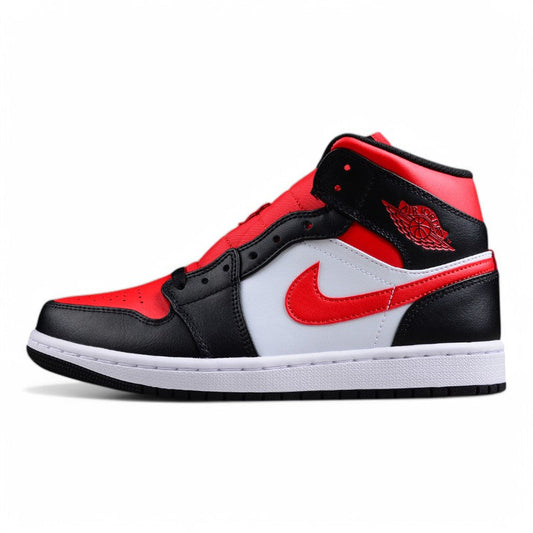 Nike Air Jordan 1 Mid "White Black Red Bred Toe"
