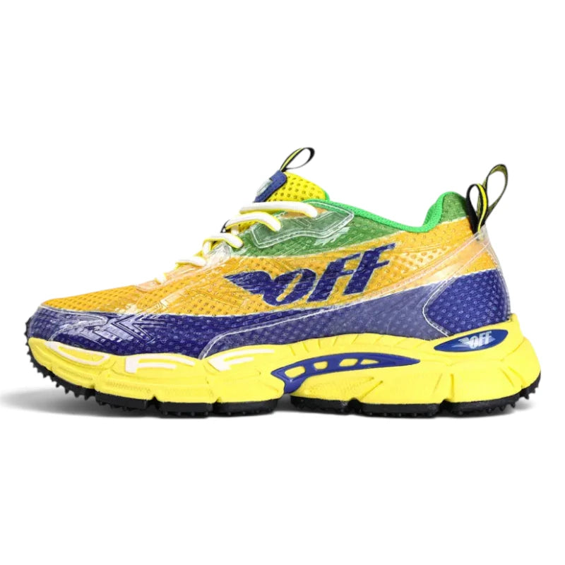 Off-White Be Right Back Formula 1 Yellow Blue Sneakers