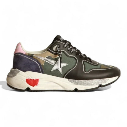 Golden Goose Running Sole Camouflage Silver Star