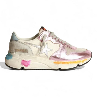 Golden Goose Running Sole Laminated Pink Leather Sneakers (Women's)