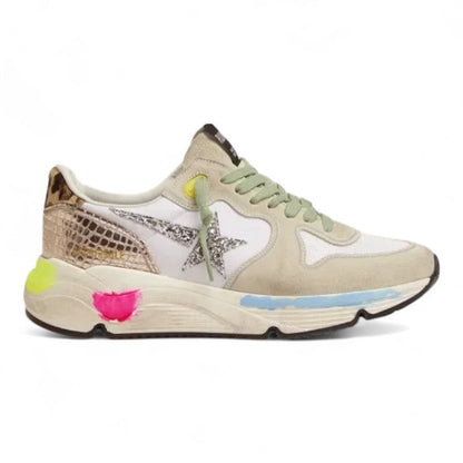 Golden Goose Running Sole Suede Leopard Print Sneakers