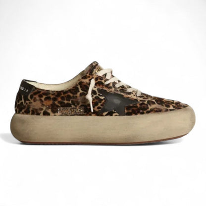 Golden Goose Space-Star Leopard Print Platform Sneakers