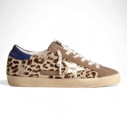 Golden Goose Super-Star LTD Leopard Pony Hair Gold Star Sneakers