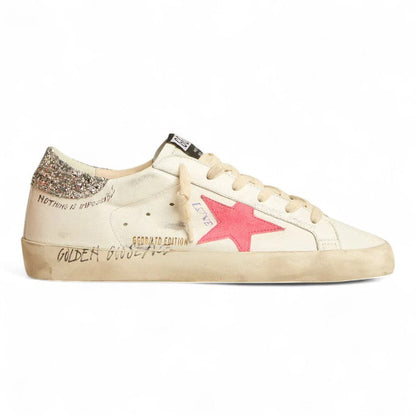 Golden Goose Super-Star LTD White Leather Pink Star Sneakers