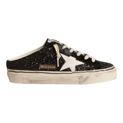 Golden Goose Super-Star Sabot Black Glitter White Star Sneakers
