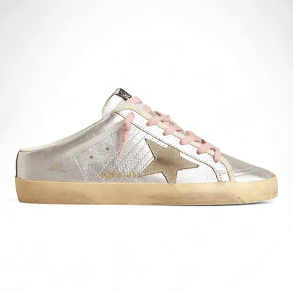 Golden Goose Super-Star Sabot Silver Metallic Leather Sneakers