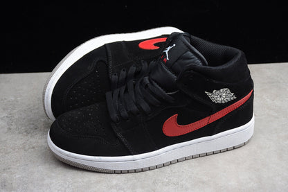 Nike Air Jordan 1 Mid Multicolor Swoosh Black Sneakers