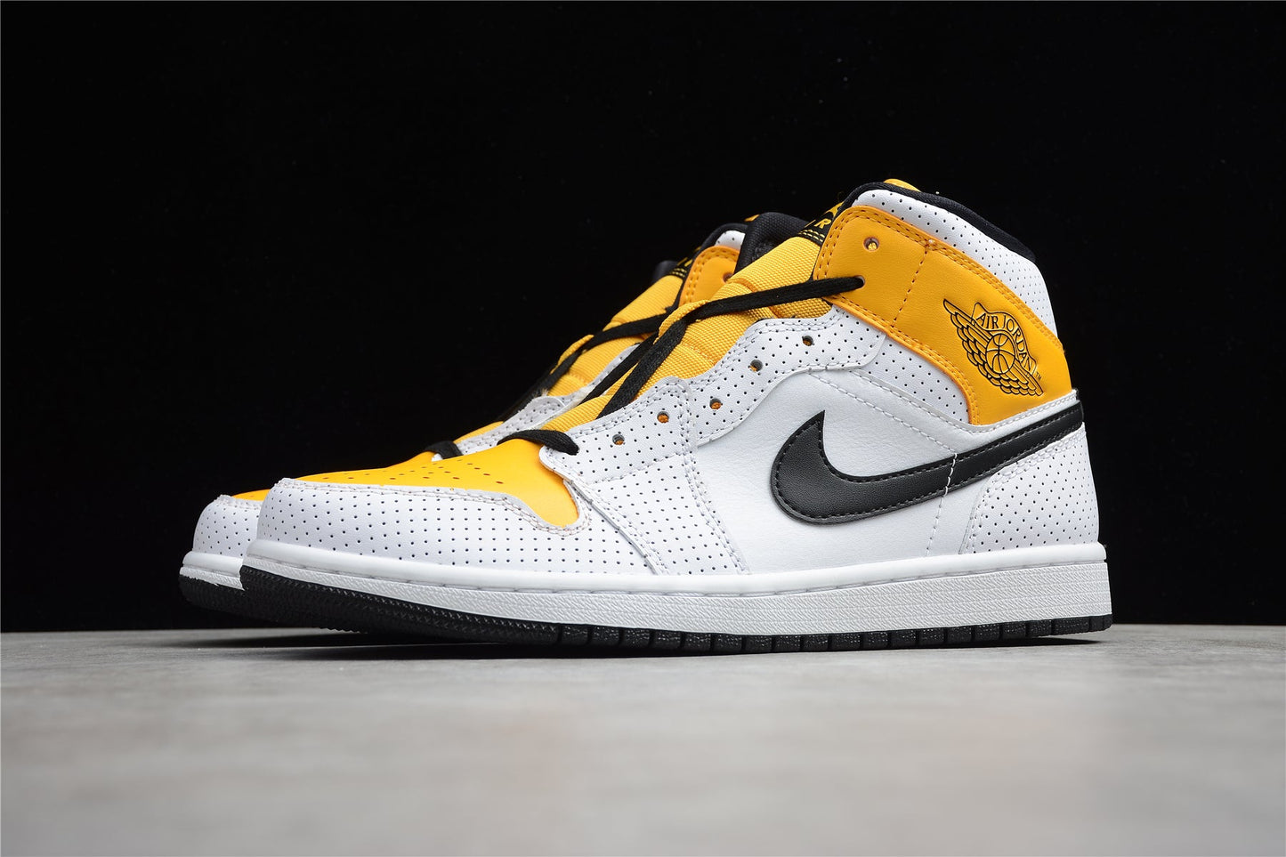 Air Jordan 1 Mid Perforated White University Gold